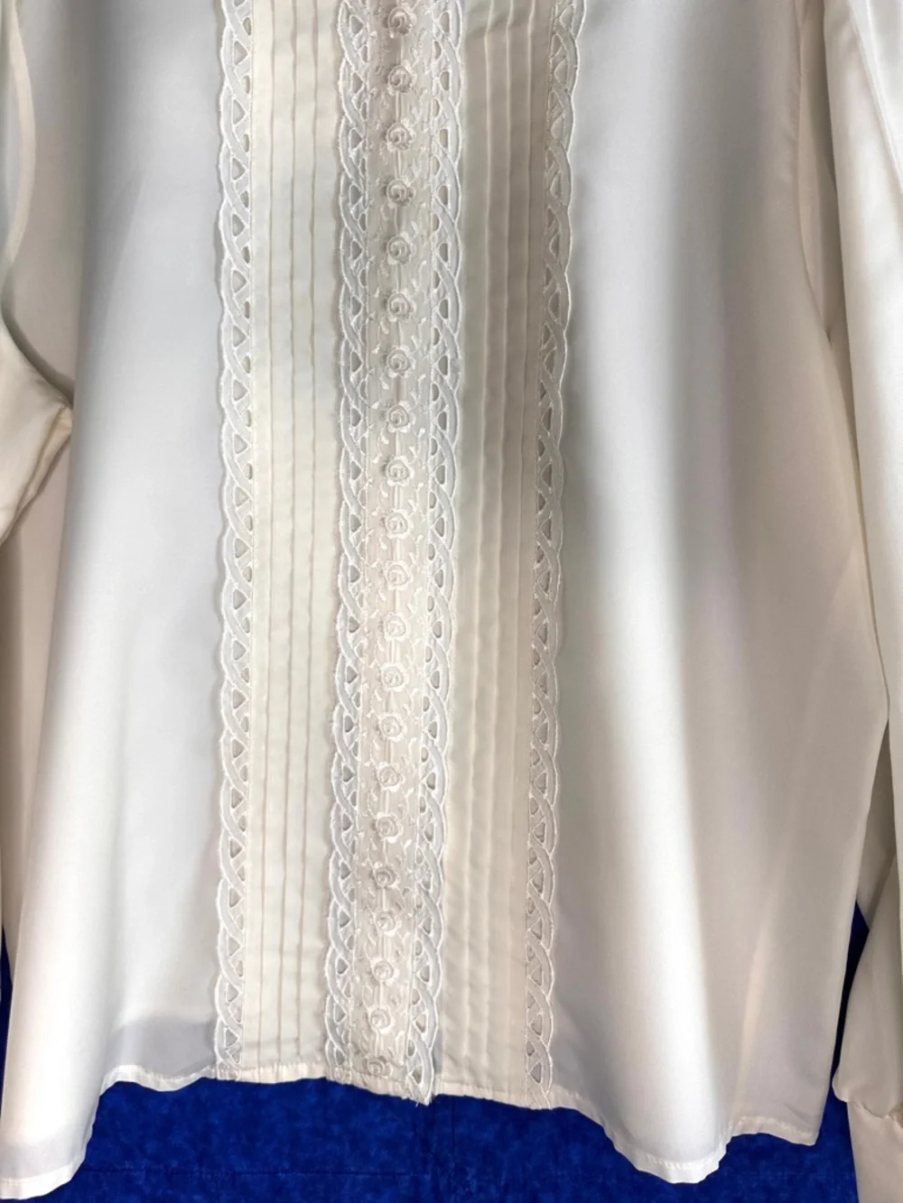 Vintage 80s Set Of 3 Blouses Lace White Cream Victorian Embroidered Women’s 20W - Picture 4 of 14